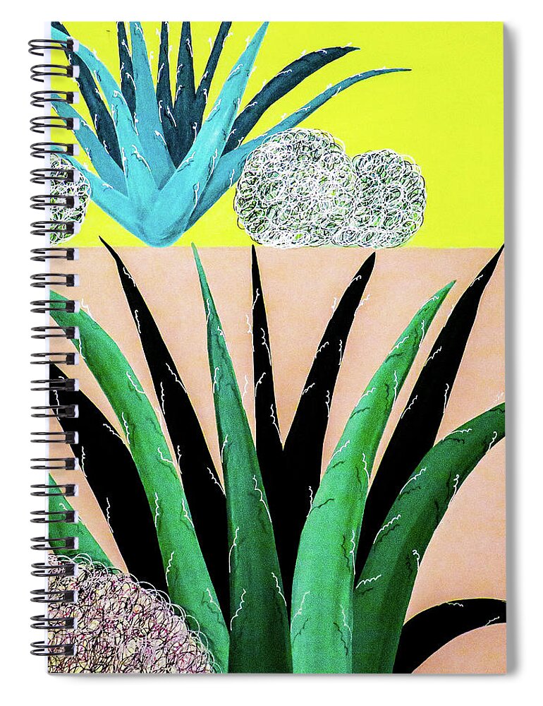 Cactus Spiral Notebook featuring the painting Cactus Everywhere by Ted Clifton