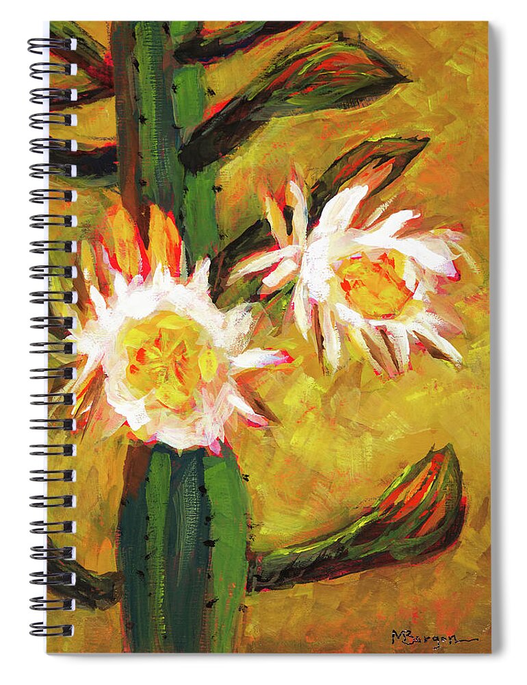 Cactus Flower Spiral Notebook featuring the painting Cactus Flower by Mike Bergen