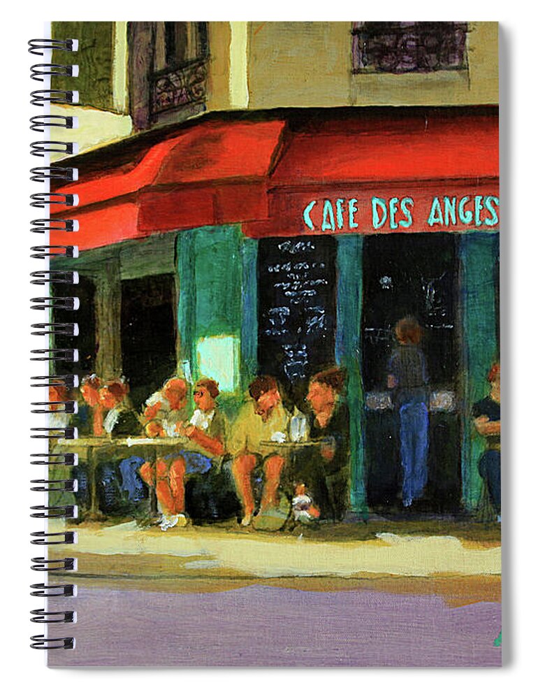 France Spiral Notebook featuring the painting Cafe Des Anges by David Zimmerman