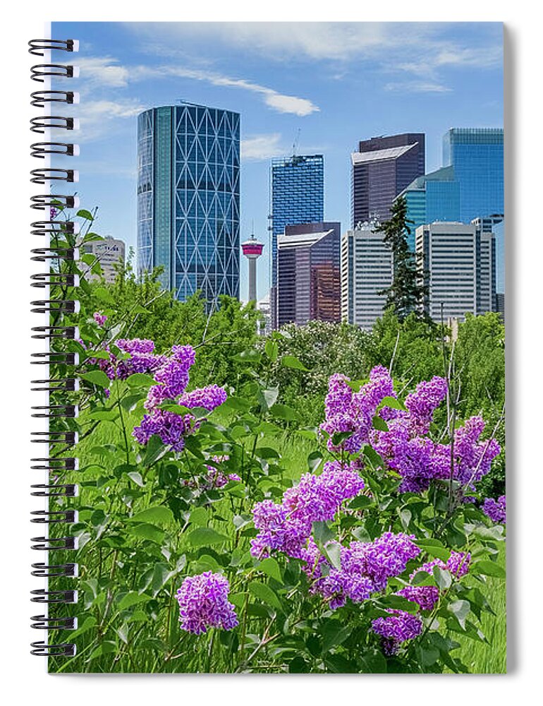 Alberta Spiral Notebook featuring the photograph Calgary Skyline by Michael Wheatley