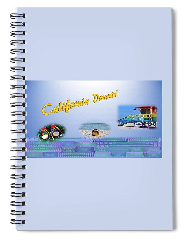 California Spiral Notebook featuring the mixed media California Dreaming by Nancy Ayanna Wyatt