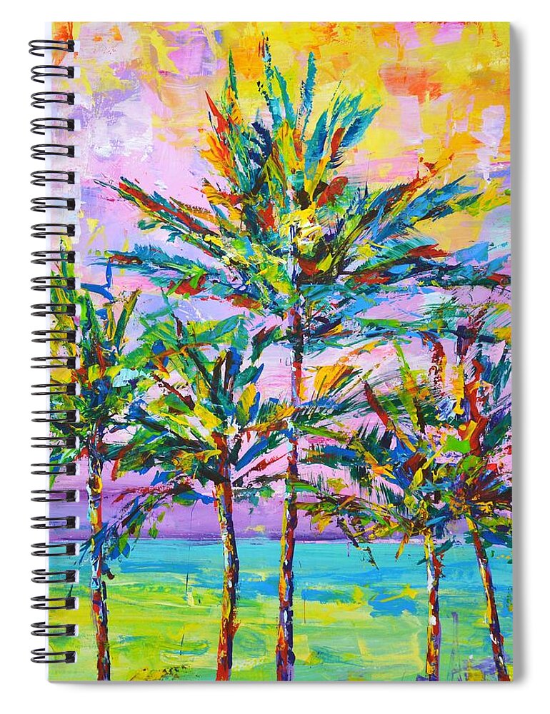 California Spiral Notebook featuring the painting California palms 2. by Iryna Kastsova