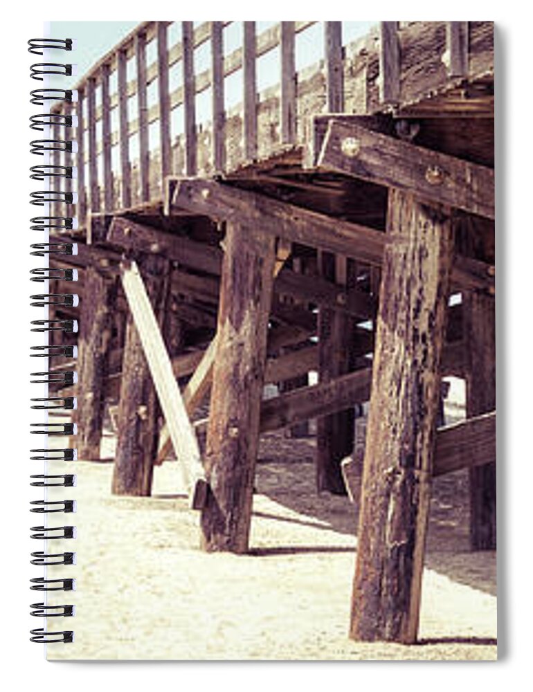 2015 Spiral Notebook featuring the photograph California Seal Beach Pier Panorama Photo by Paul Velgos