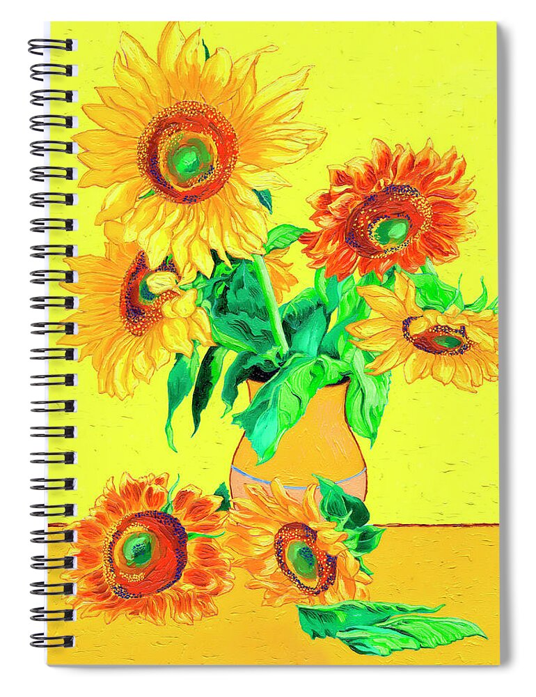Sunflowers Spiral Notebook featuring the painting California Sunflowers by Xavier Francois Hussenet