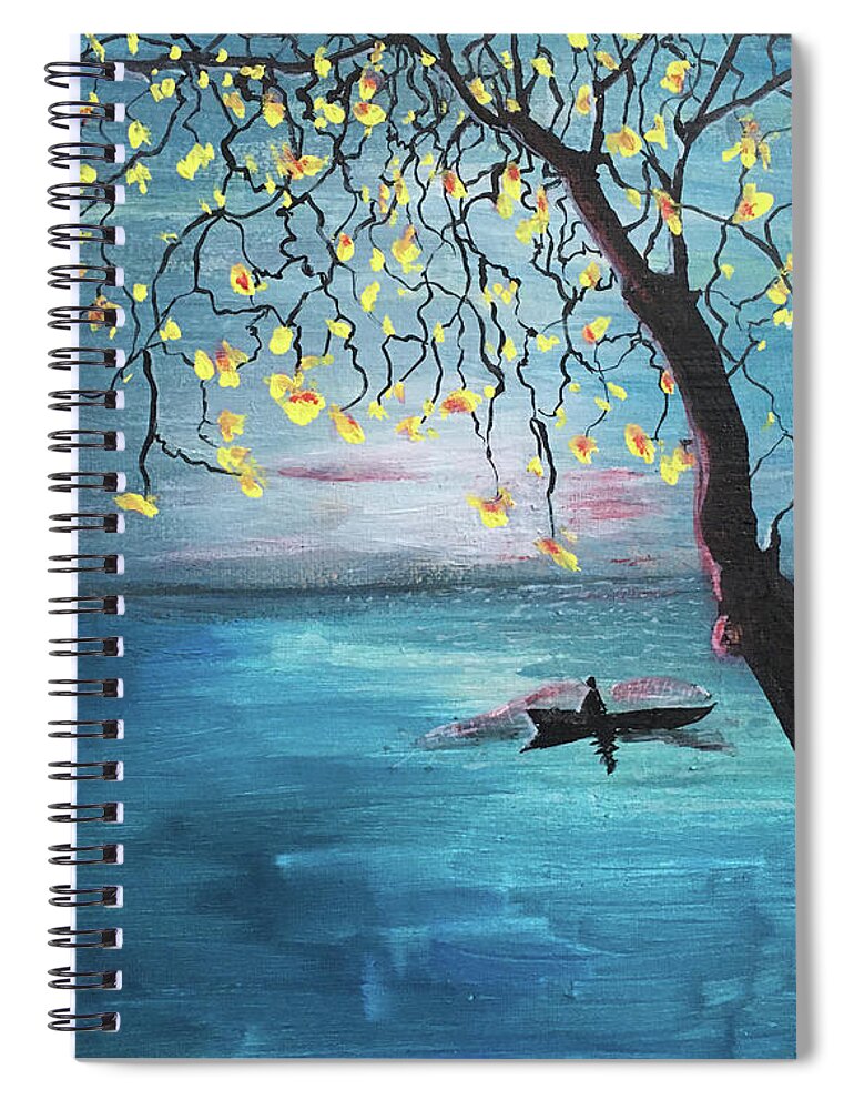Calm Landscape Spiral Notebook featuring the painting Calm by Remy Francis