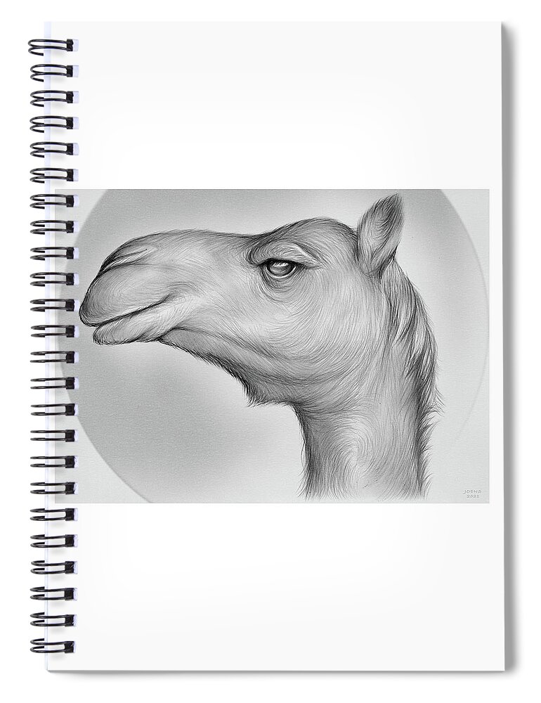 Camel Spiral Notebook featuring the drawing Camel - pencil by Greg Joens