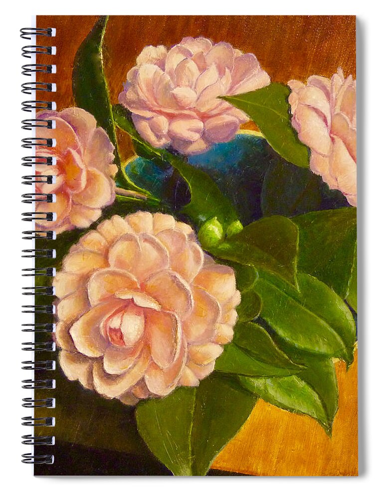 Flowers Spiral Notebook featuring the painting Camellia by Joe Bergholm