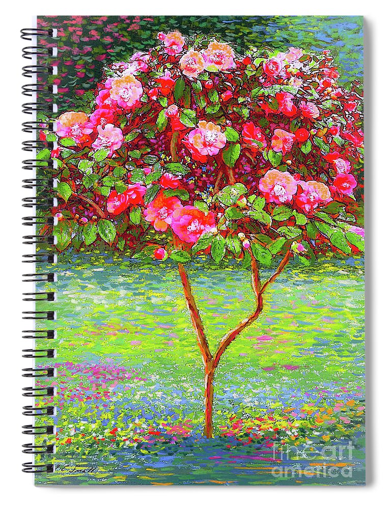 Floral Spiral Notebook featuring the painting Camellia Passion by Jane Small
