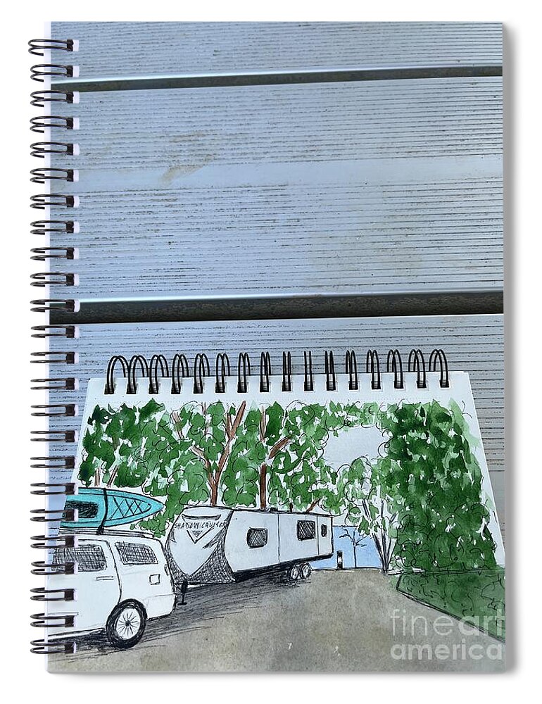  Spiral Notebook featuring the painting Camping by Donna Mibus