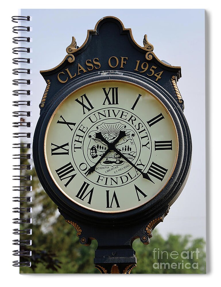 Clock Spiral Notebook featuring the photograph Campus Clock at the University of Findlay 2165 by Jack Schultz