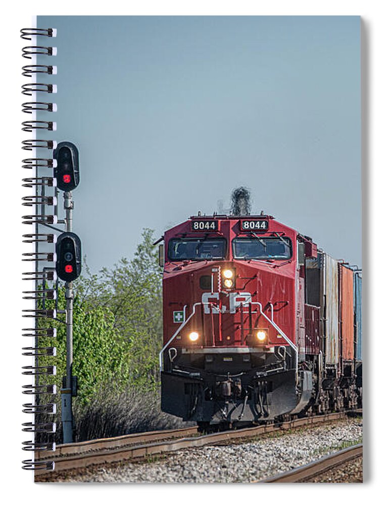 Railroad Spiral Notebook featuring the photograph Canadian Pacific 8044 leads an empty phosphate train by Jim Pearson