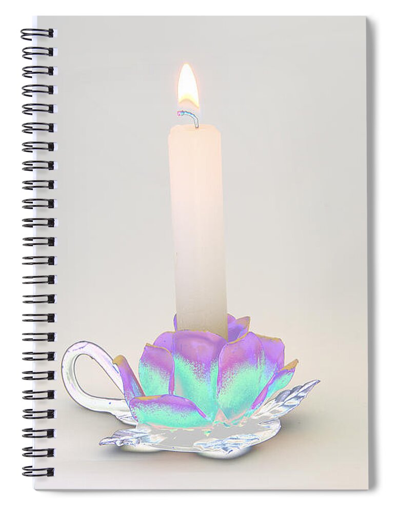 Candle Spiral Notebook featuring the photograph Candle in Holder by Kae Cheatham