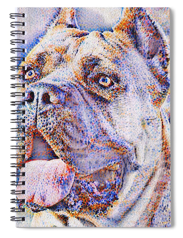 Pointillist Spiral Notebook featuring the digital art Cane Corso head - colorful pointillist painting by Nicko Prints