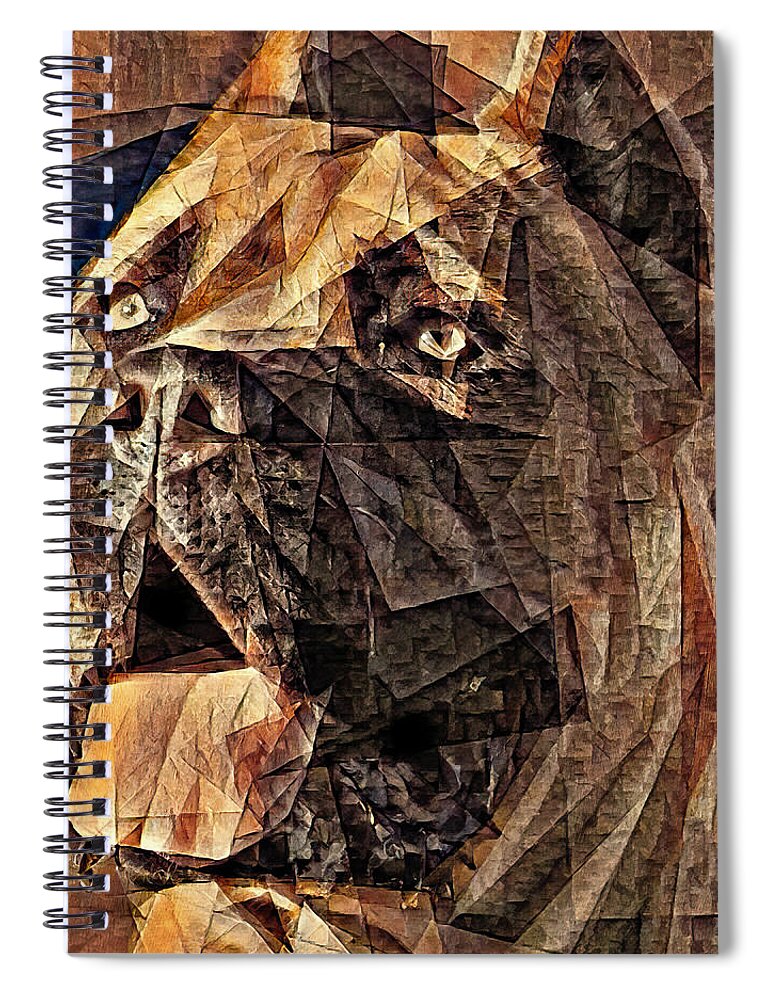 Cane Corso Spiral Notebook featuring the digital art Cane Corso head in the cubist style with big triangular shapes by Nicko Prints