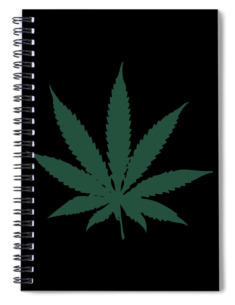 Funny Spiral Notebook featuring the digital art Cannabis Weed Marijuana Leaf by Flippin Sweet Gear