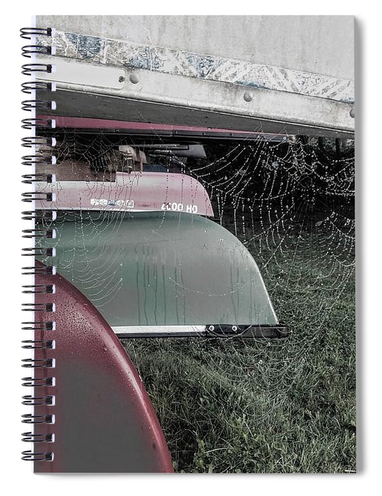  Spiral Notebook featuring the photograph Canoes and Spiders by Brad Nellis
