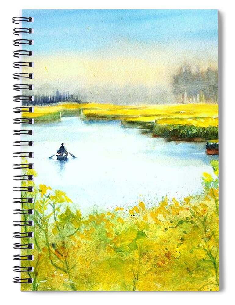 Canola Fields Spiral Notebook featuring the painting Canola fields by Betty M M Wong