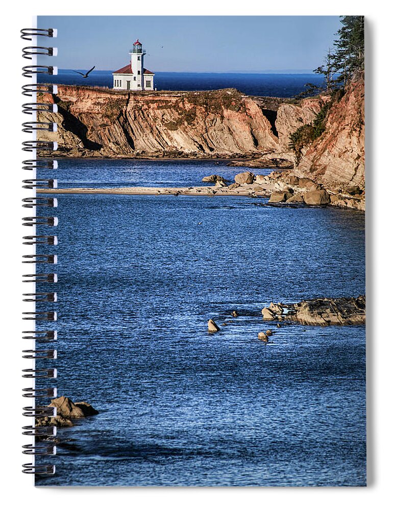 Lighthouse Spiral Notebook featuring the photograph Cape Arago Lighthouse by Sally Bauer
