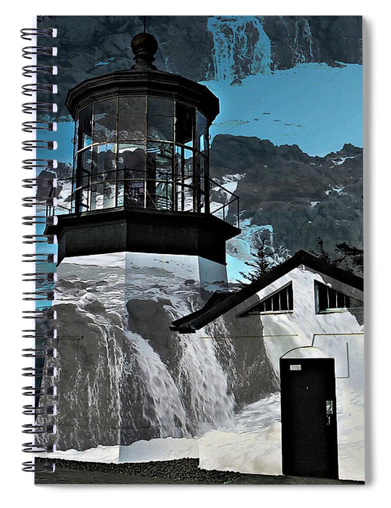 Photoart Spiral Notebook featuring the digital art Cape Meares by Sheila Ping