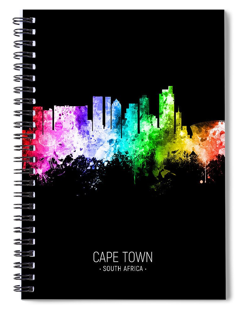 Cape Town Spiral Notebook featuring the digital art Cape Town South Africa Skyline #88 by Michael Tompsett