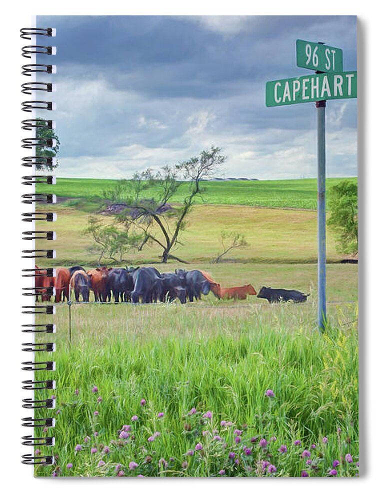 Rural Spiral Notebook featuring the photograph Capehart and 96 St - Nebraska by Nikolyn McDonald