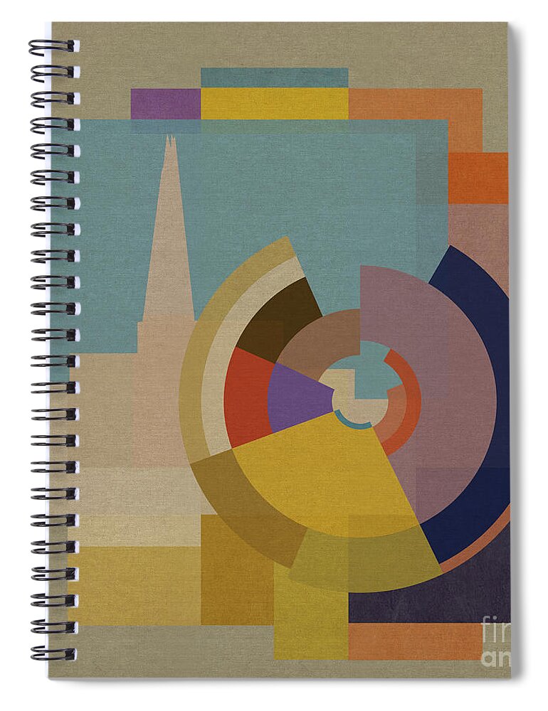 London Spiral Notebook featuring the mixed media Capital Square - Shard by BFA Prints
