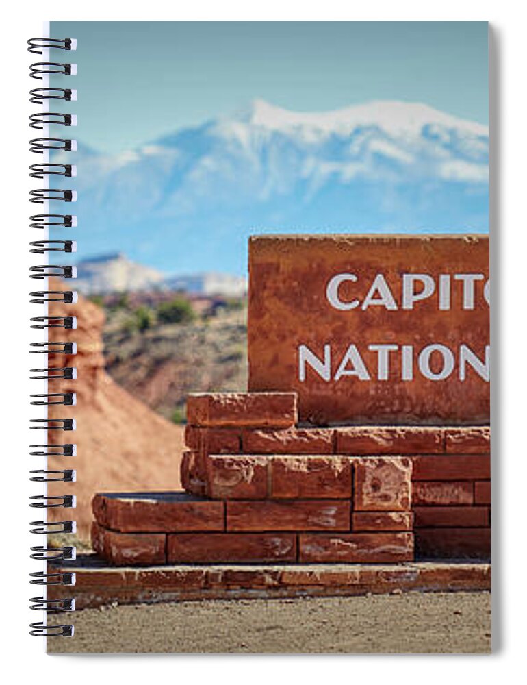Utah Spiral Notebook featuring the photograph Capitol Reef Sign by Paul Freidlund