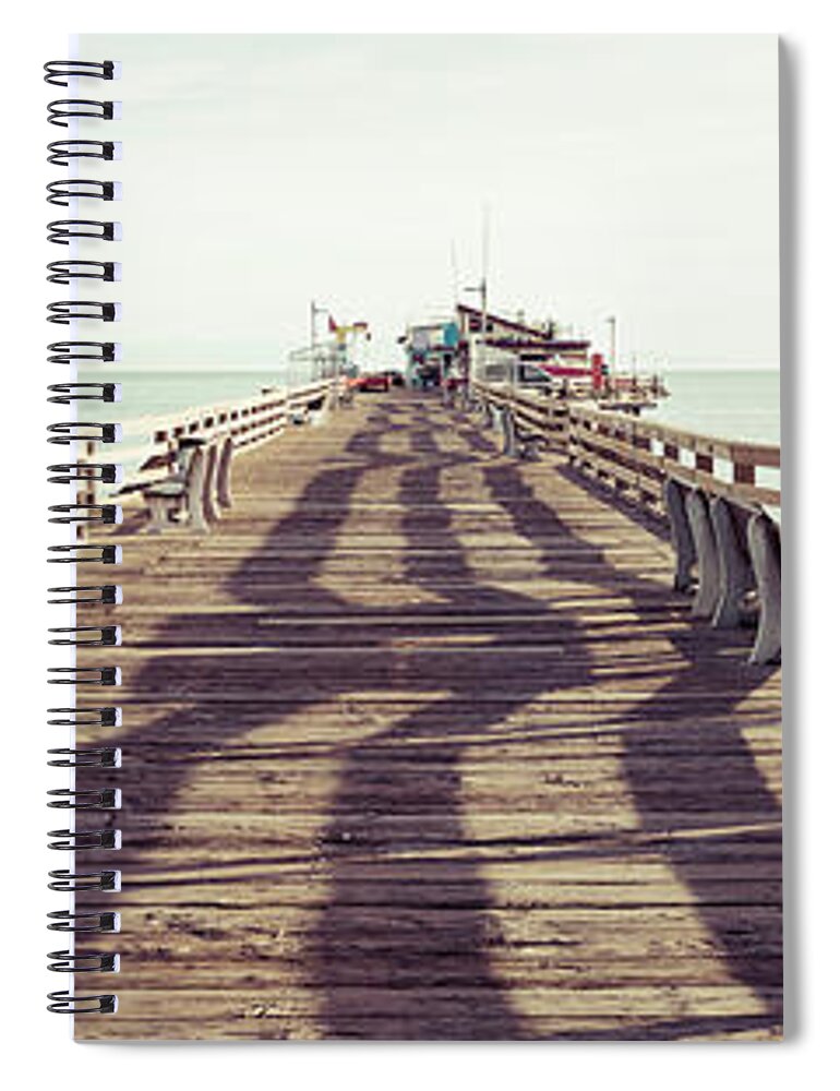 America Spiral Notebook featuring the photograph Capitola Wharf Pier Retro Panorama Photo by Paul Velgos