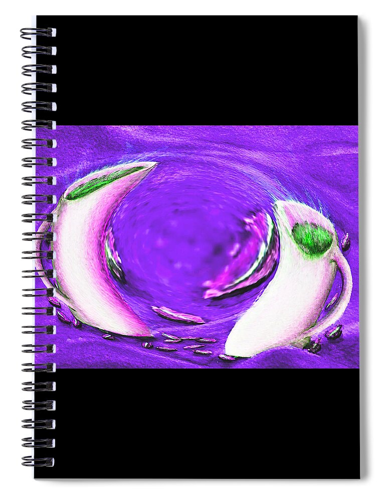 Abstract Spiral Notebook featuring the digital art Cappuccino Tango - Purple by Ronald Mills