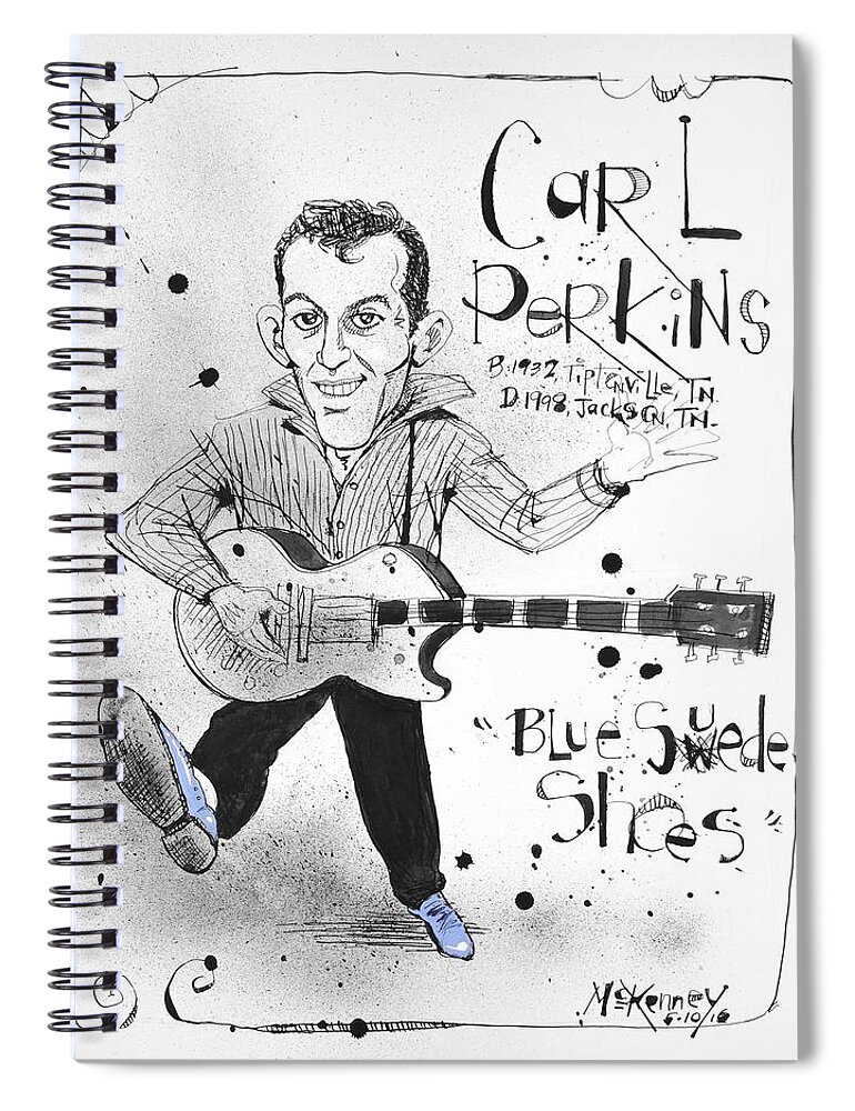  Spiral Notebook featuring the drawing Carl Perkins by Phil Mckenney