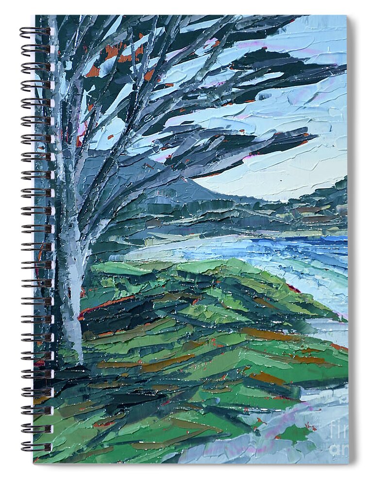 Monterey Spiral Notebook featuring the painting Carmel Beach by PJ Kirk