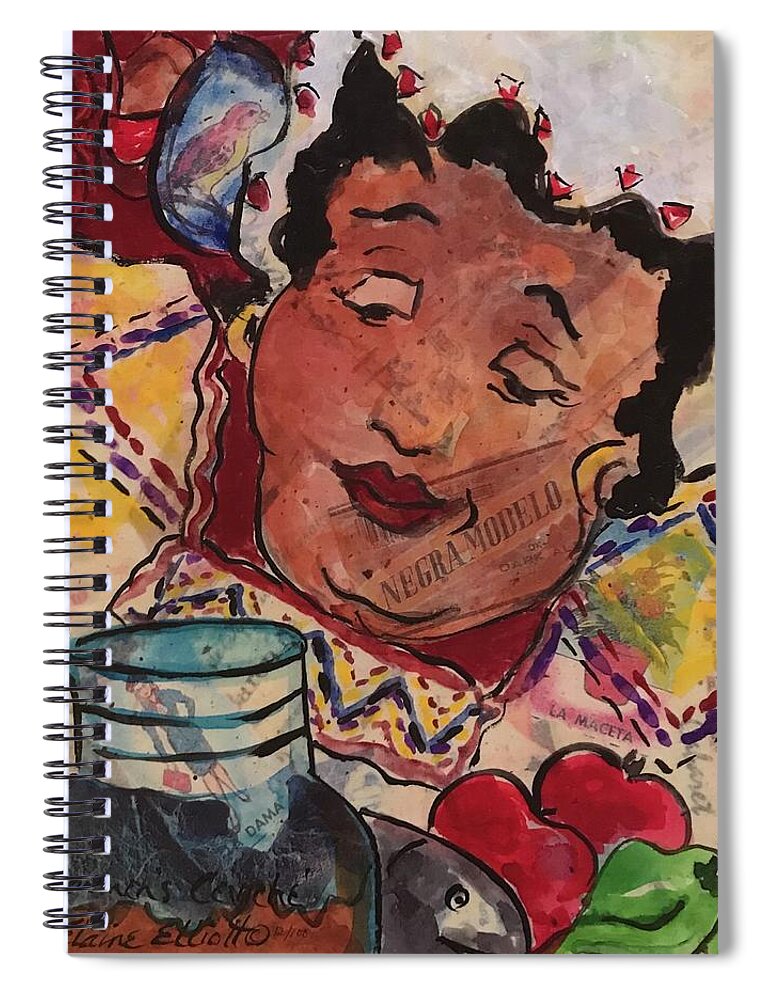 Southwest Cooking Spiral Notebook featuring the painting Carmens Ceviche by Elaine Elliott