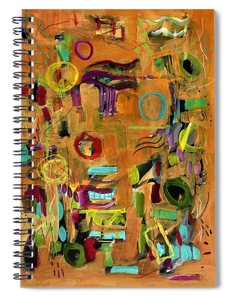 Colorful Spiral Notebook featuring the painting Carnival 2 by Diane Maley