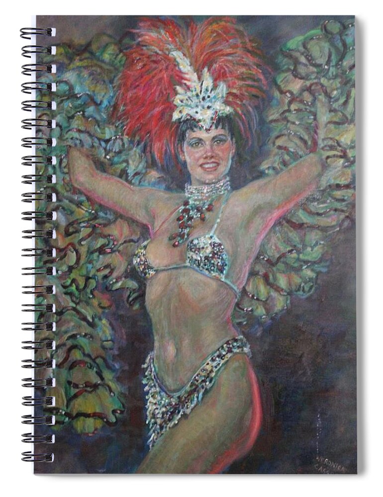 Show Girl Spiral Notebook featuring the painting Carnival Woman by Veronica Cassell vaz