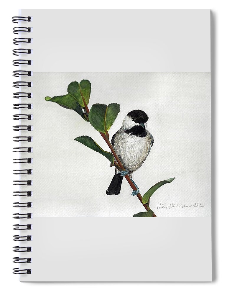 Branch Spiral Notebook featuring the painting Carolina Chickadee by Heather E Harman