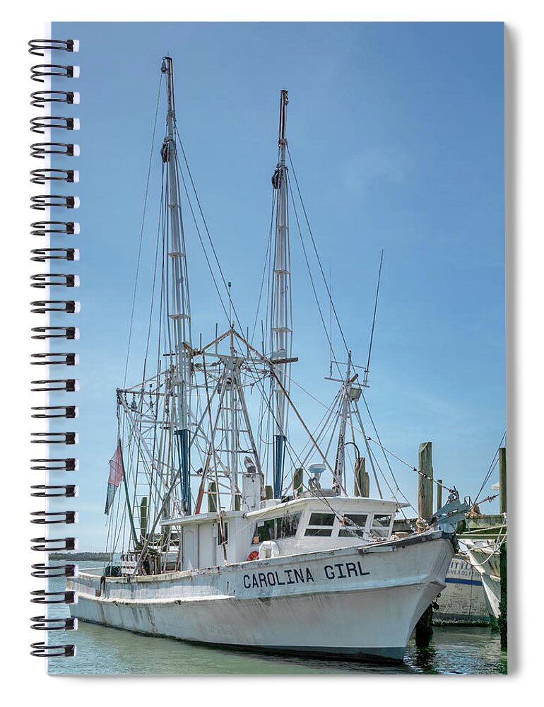 Boat Spiral Notebook featuring the photograph Carolina Girl-1 by John Kirkland