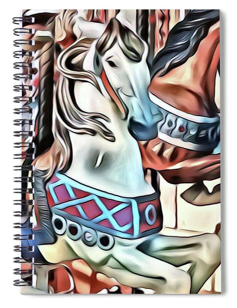 Carousel Spiral Notebook featuring the digital art Carousel fun by Patty Vicknair