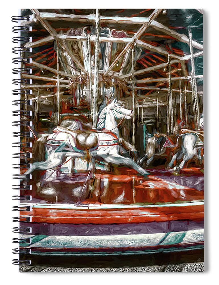 Merry-go-round Spiral Notebook featuring the digital art Carousel Of Time by Wayne Sherriff