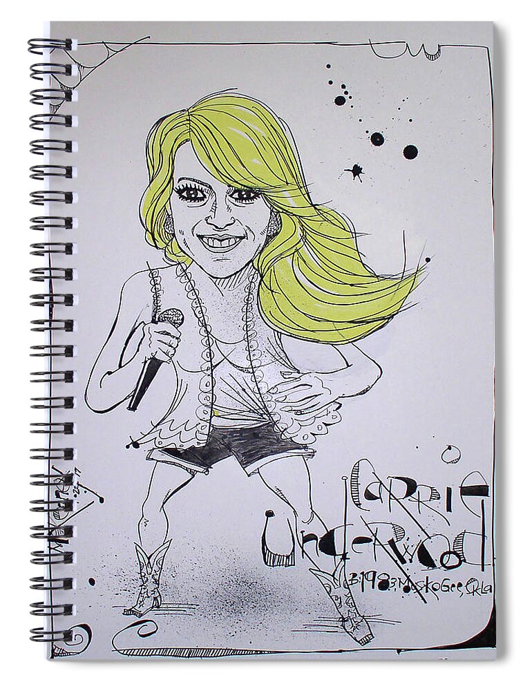  Spiral Notebook featuring the drawing Carrie Underwood by Phil Mckenney