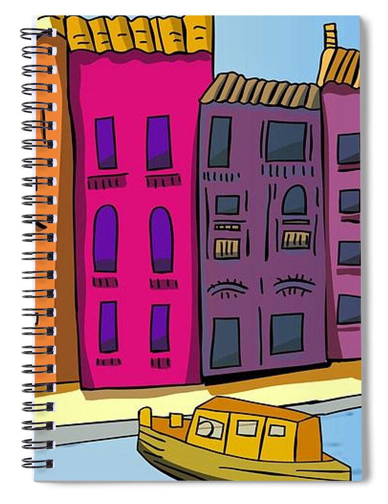 Village Spiral Notebook featuring the digital art Cartoon Village by Rose Lewis