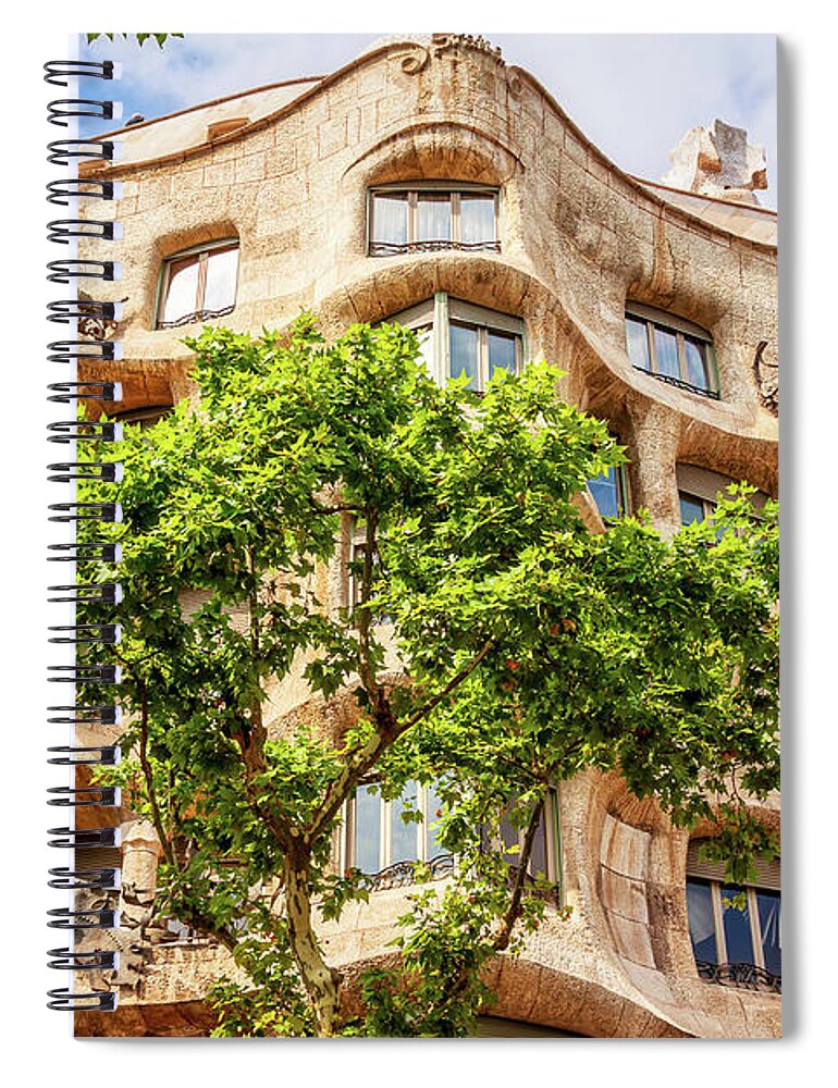 Casa Milà Spiral Notebook featuring the photograph Casa Mila Gaudi Barcelona by Tatiana Travelways