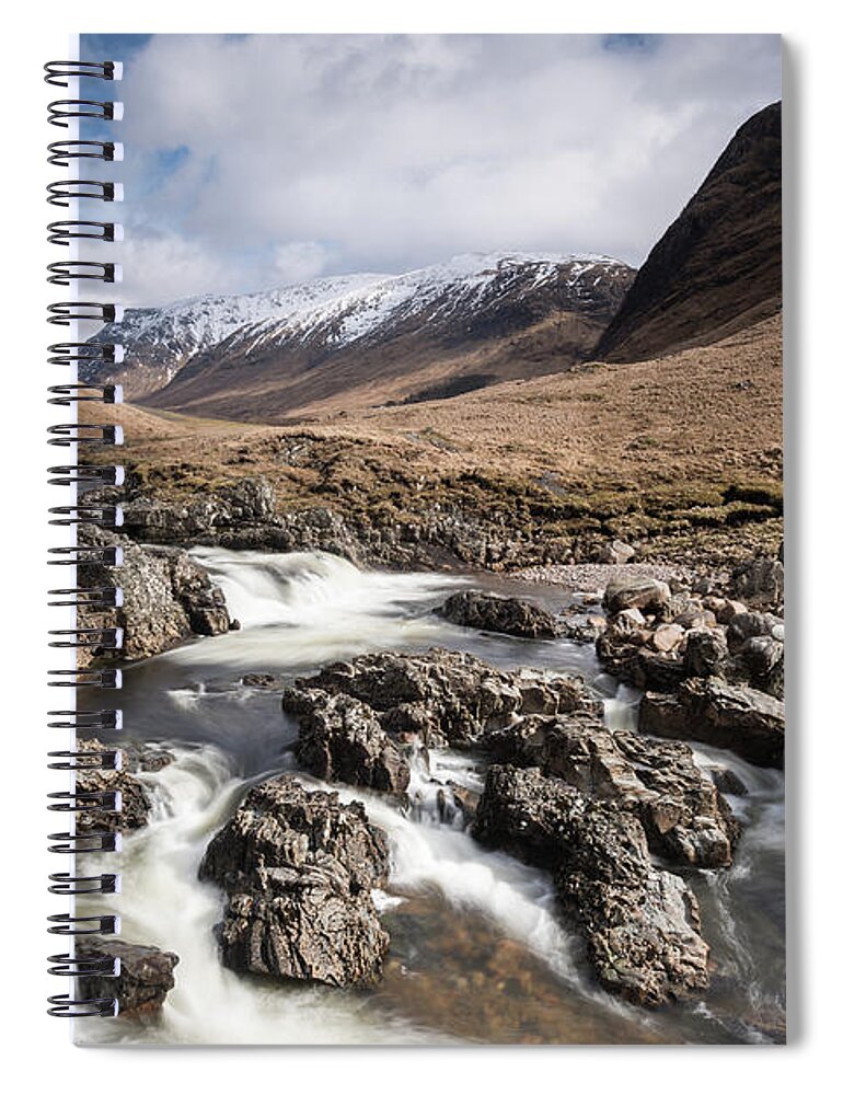 Scottish Highlands Spiral Notebook featuring the photograph Cascades, Glen Etive, Scotland, UK by Sarah Howard
