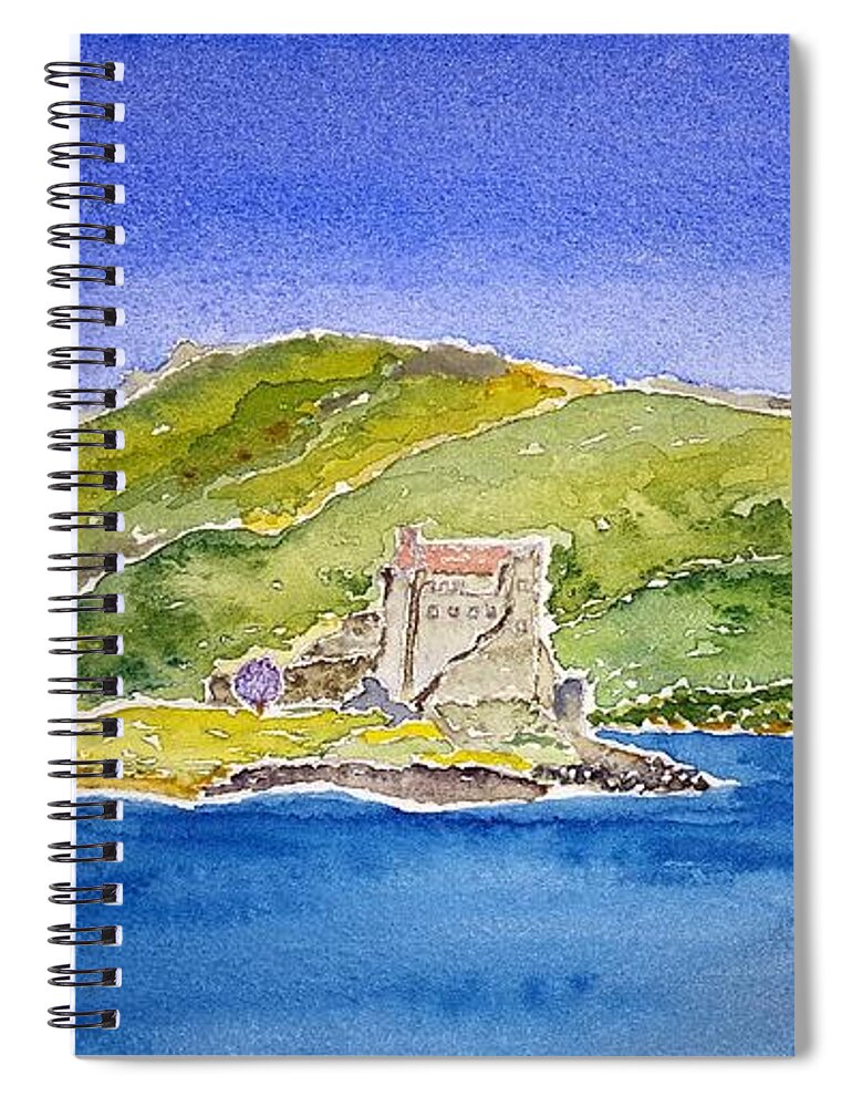 Watercolor Spiral Notebook featuring the painting Castle Eilean Donan by John Klobucher