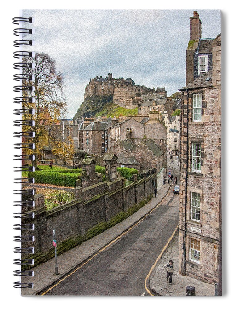 Castle Of Edinburgh Spiral Notebook featuring the digital art Castle of Edinburgh by SnapHappy Photos