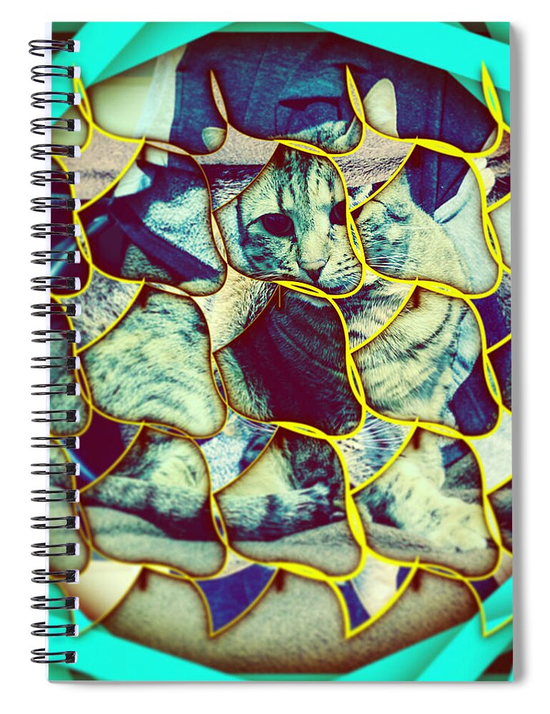 Abstract Spiral Notebook featuring the digital art Cat 2 by Marko Sabotin
