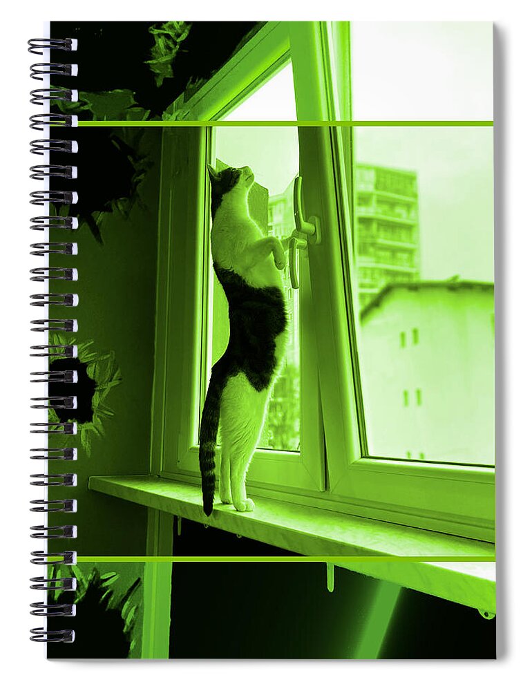 Abstract Spiral Notebook featuring the digital art Cat 3 by Marko Sabotin