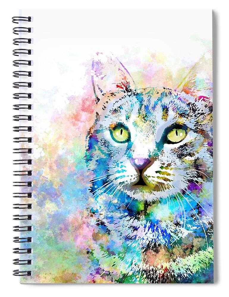 Cat Spiral Notebook featuring the digital art Cat 674 by Lucie Dumas