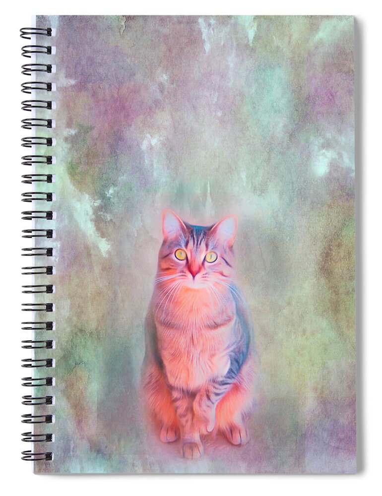 Cat Spiral Notebook featuring the photograph Cat Portrait Textured by Aimee L Maher ALM GALLERY
