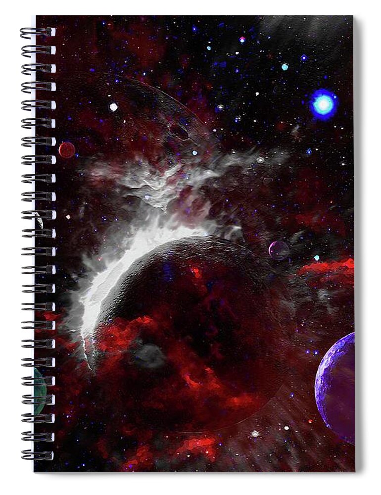  Spiral Notebook featuring the digital art Cataclysm of Planets by Don White Artdreamer