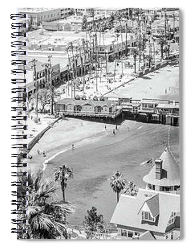 2017 Spiral Notebook featuring the photograph Catalina Island Avalon Black and White Panorama Photo by Paul Velgos